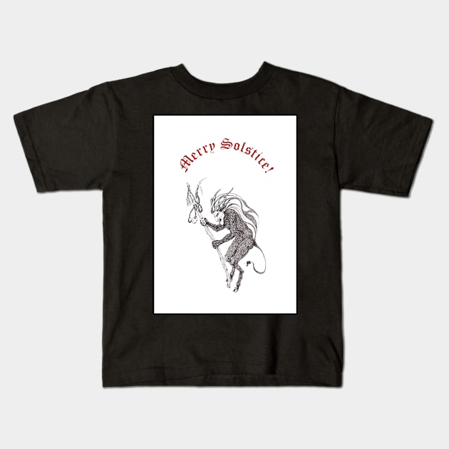 Krampus + "Merry Solstice" Kids T-Shirt by LucyDreams